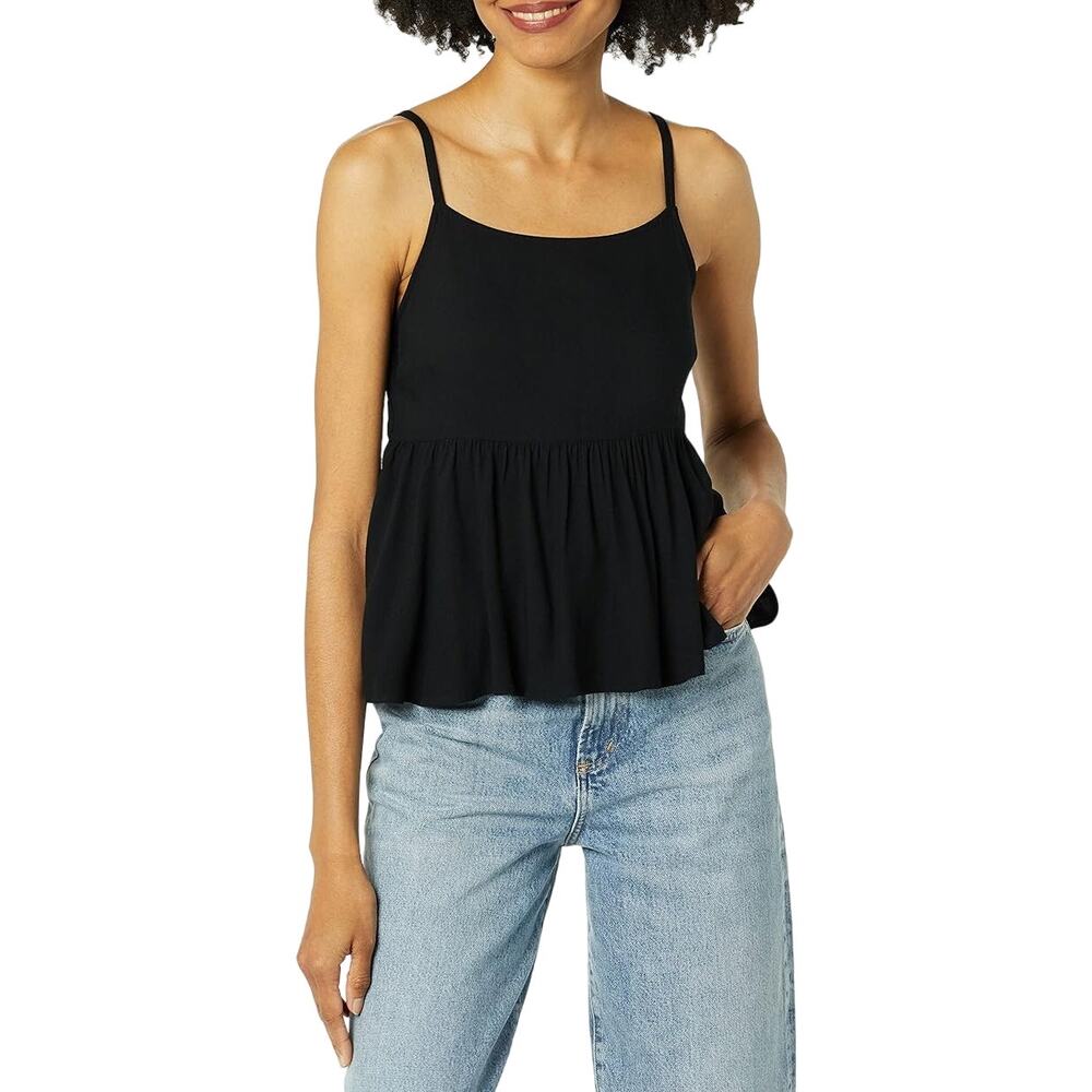 Goodthreads Women's Fluid Twill Tiered Black Cami Top size XS